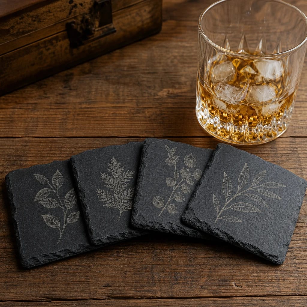 Engraved Slate Coaster Set photo 1
