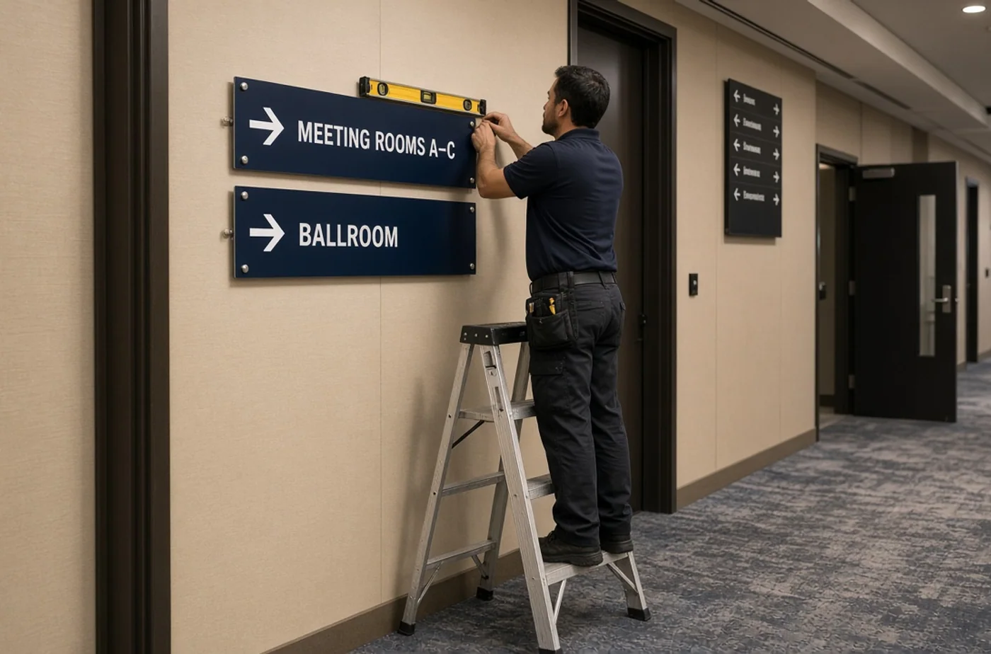 Custom fabrication detail related to custom event signage