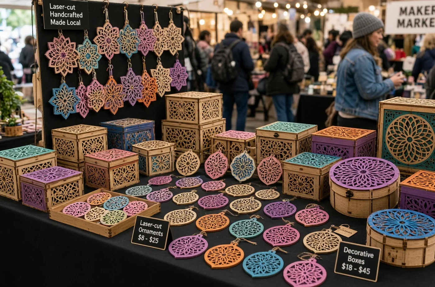 Finished custom product inspiration for laser-cut handicraft projects