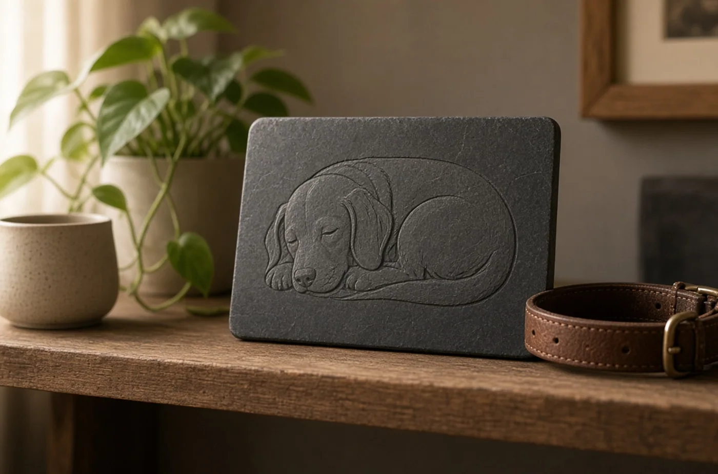 Finished custom product inspiration for pet memorial laser engraving