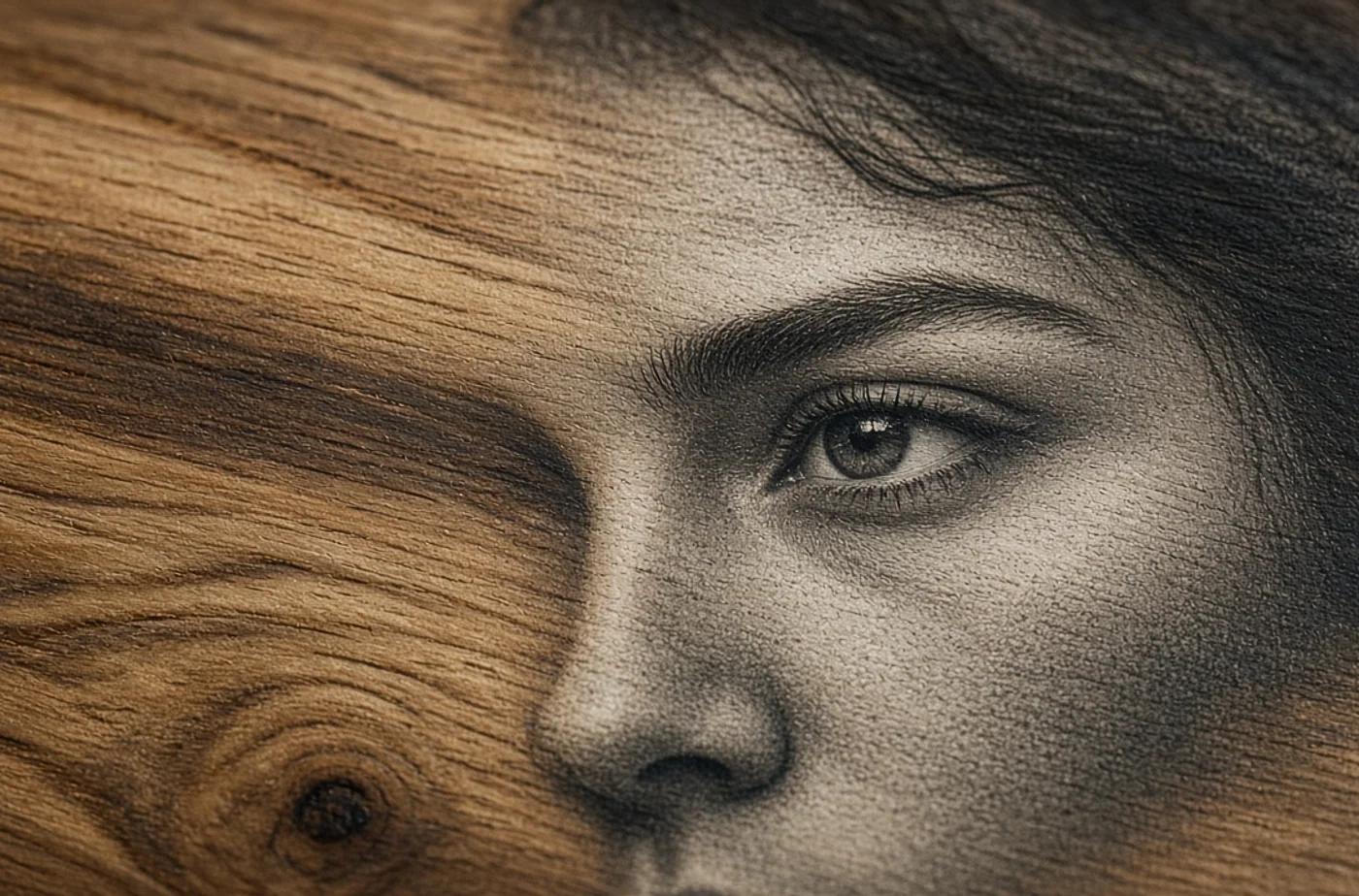 Custom fabrication detail related to photo engraving on slate versus wood