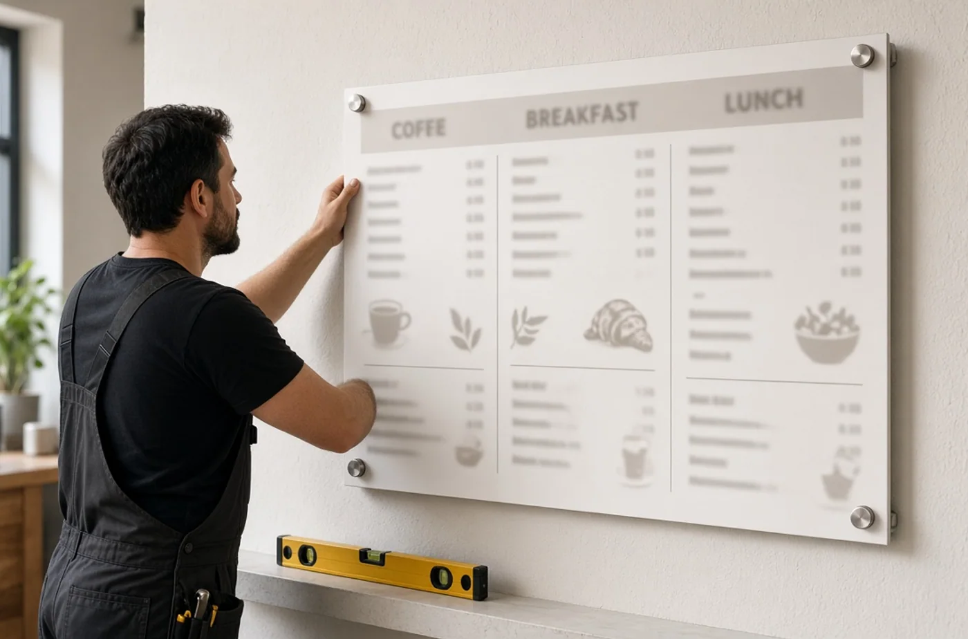 Laser-Cut and Printed Restaurant Menu Signs That Stay Readable example and material inspiration