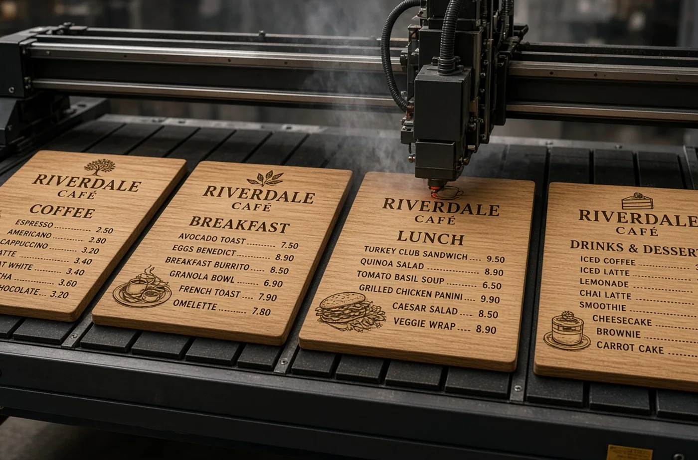 Custom fabrication detail related to restaurant menu and service signage