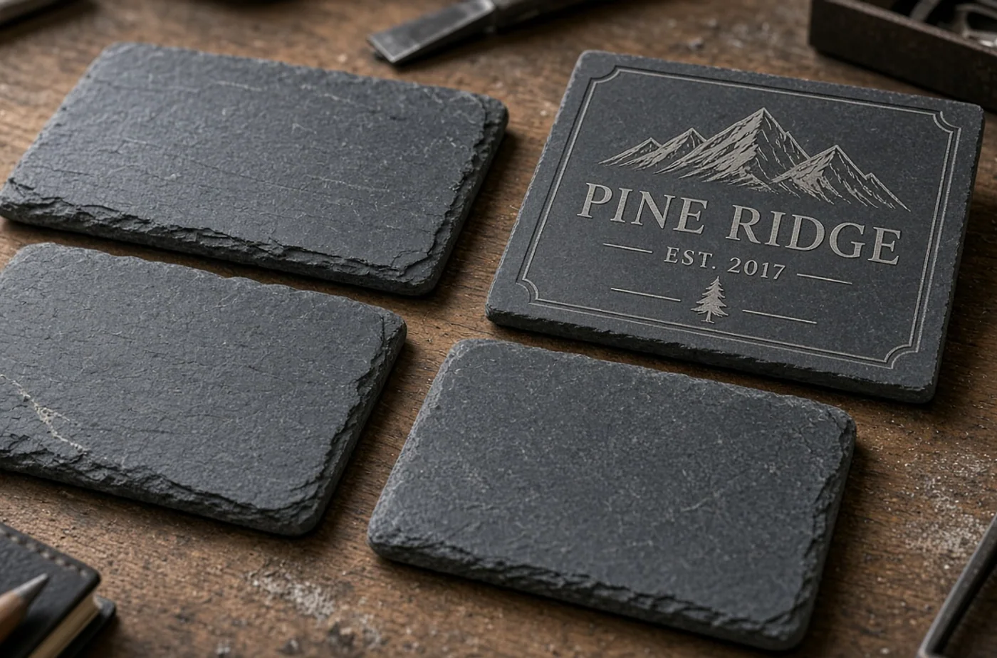 Slate Laser Engraving Guide for Coasters, Signs, and Memorials example and material inspiration
